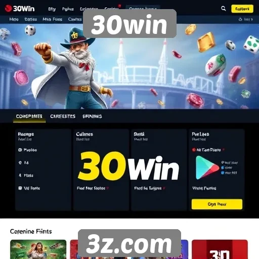 Interface do usuário no site de jogos 30win